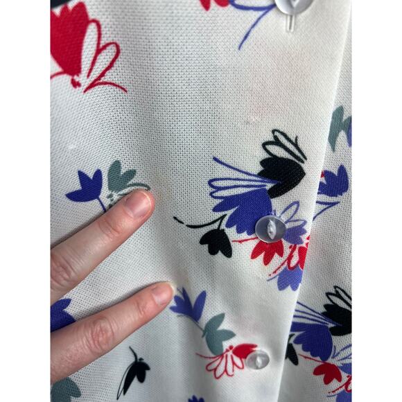 button down shirt 1960’s floral white purple red short sleeve - Picture 11 of 14